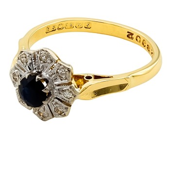 18ct Gold Sapphire/Diamond Cluster Ring size P